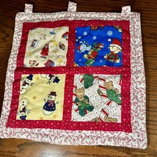 Mini Christmas Quilt Wall Hanging Patchwork measures 14 in by 14 in