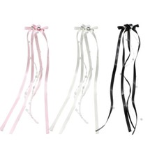 Ribbon Bowknot Hairpin with Beads Tassels Elegant Hairpin for Girl Birthday Gift