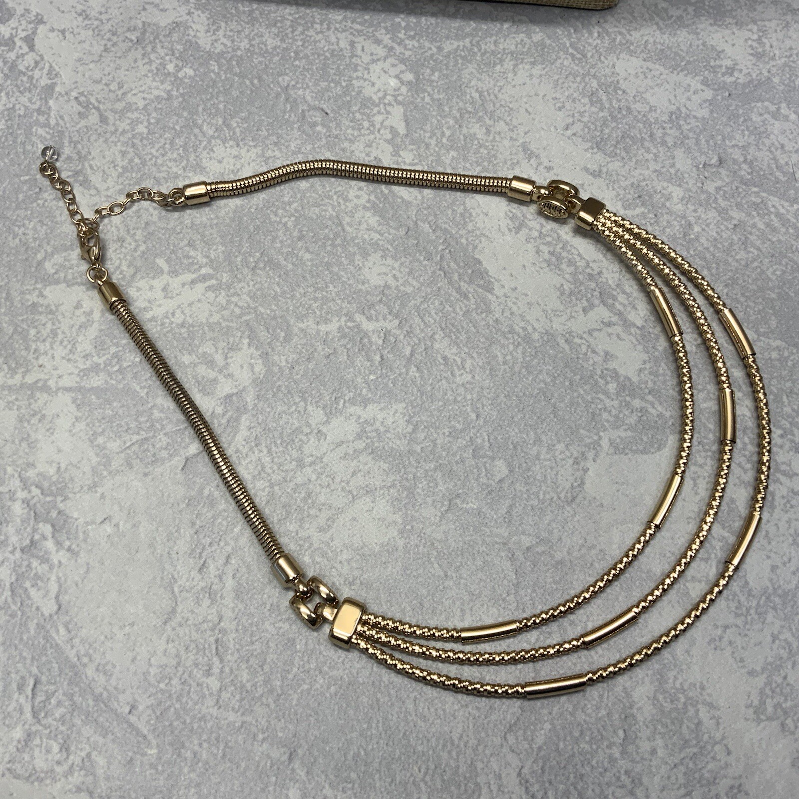 Gold tone textured memory wire statement necklace - image 3