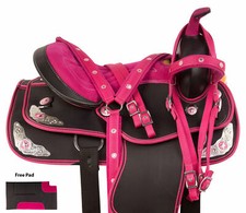 New Pink Synthetic Western Barrel Racing Horse Tack Saddle.