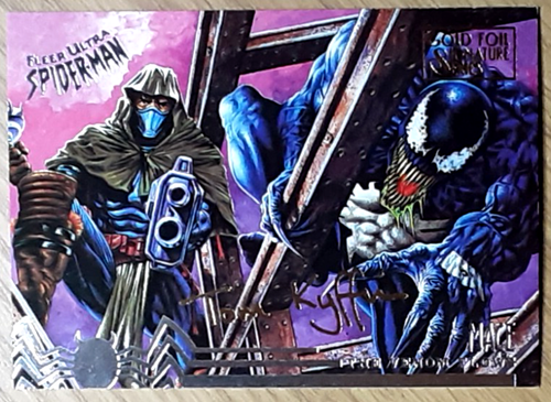 1995 Spider-Man Gold signature card 105 VENOM VS MACE. Free New Top Loader.