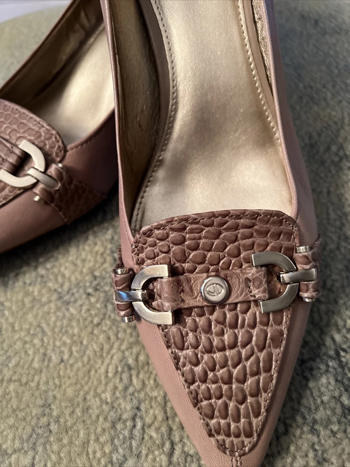 Zapatos de salón de cuero CIRCA JOAN & DAVID talla 9M marrón charol tacones de gatito Foto 2 de 4