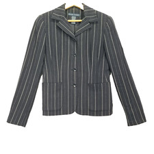 Vintage Ralph Lauren Linen Blazer Sport Coat Women Sz 4 Blue Striped Corp Career