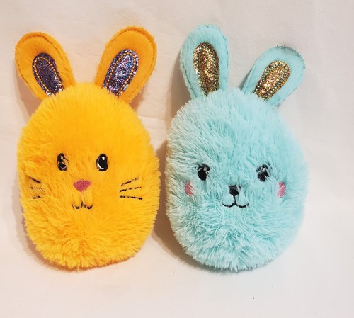 Set of 2 Walmart 7" Bunny Rabbit Plush Stuff Animal Glitter Ears Yellow Blue - 第 1/12 張圖片