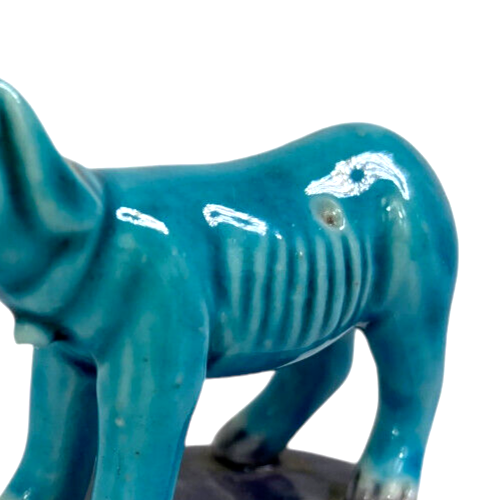 Vintage Chinese Mud Dog Blue Figurine Glazed Porcelain 2 1/4" Tall x 2 3/4 Long - Picture 8 of 8