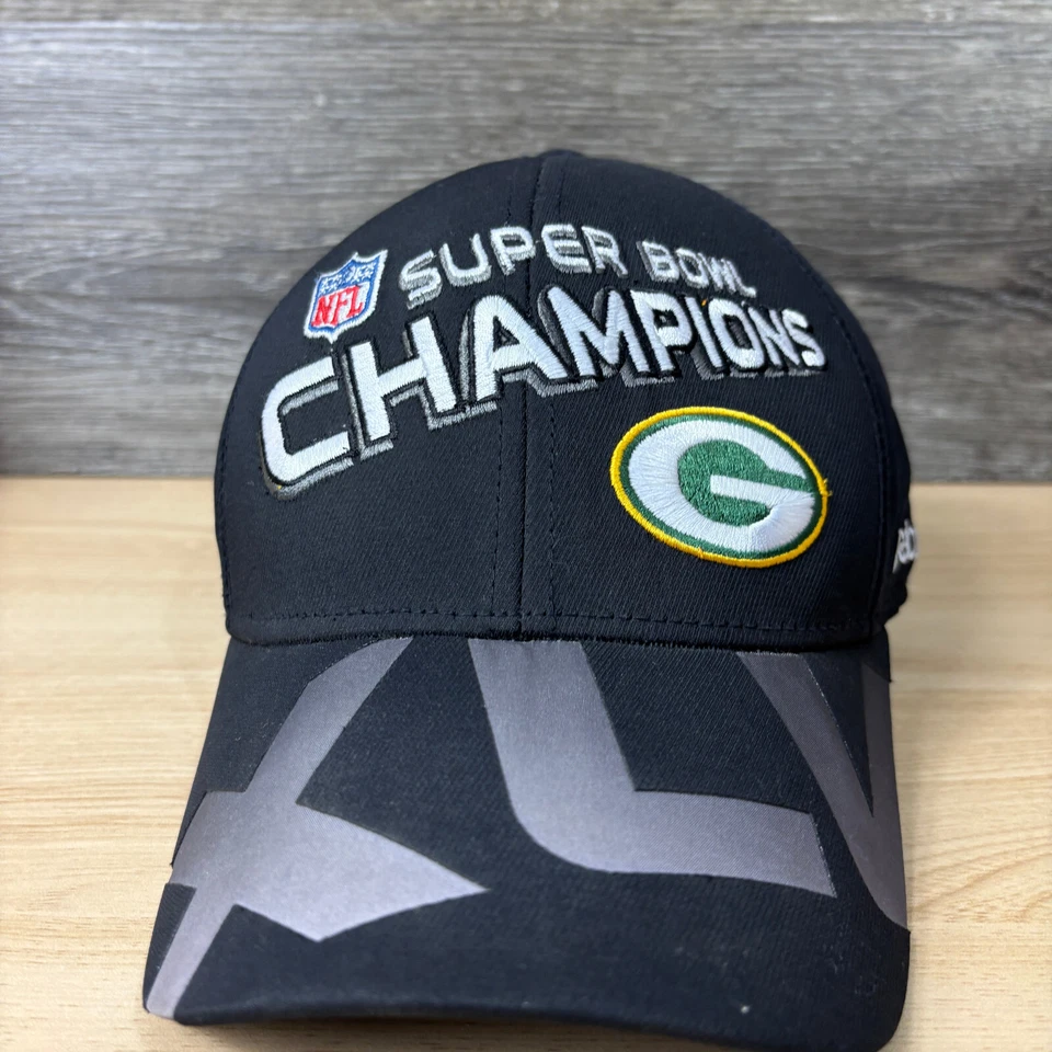 Gorra ajustada Green Bay Packers talla única negra Super Bowl NFL fútbol Reebok Foto 2 de 4