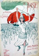 SPARTITO   A TRIESTE INNO MARCIA CANZONE PATRIOTTICA   ANNO 1918 GORI EDITORE