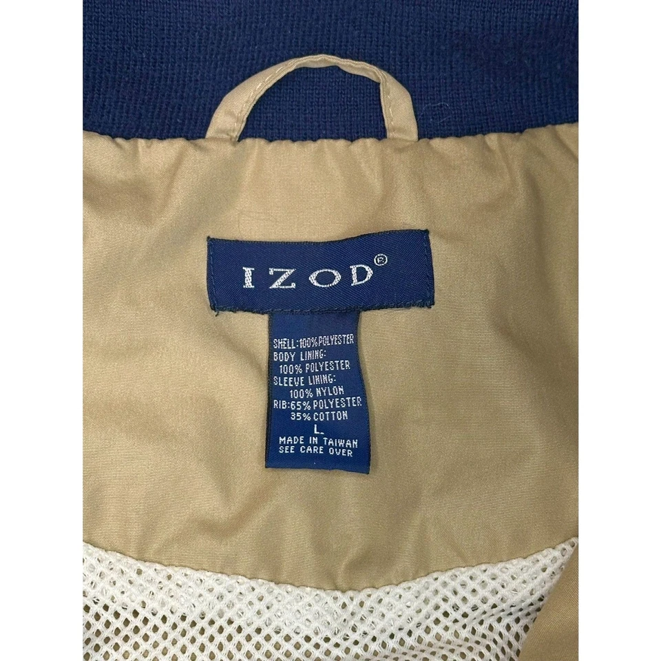 Chaqueta de Golf Bomber Harrington Vintage Para Hombre Talla LG Beige Izod - Como Nueva Foto 3 de 4