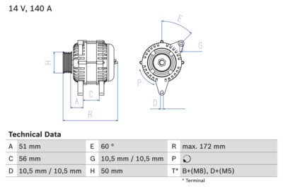Bosch 0 986 046 230 Alternator for Opel, Saab, Vauxhall