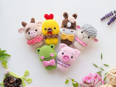 ANIMAL RATTLE GIFT PACK CROCHET AMIGURUMI