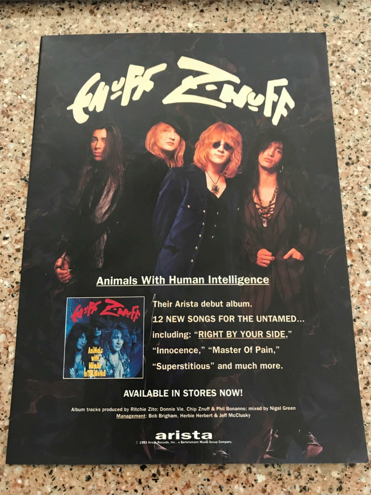 1991 VINTAGE 8X11 ALBUM PROMO PRINT AD ENUFF Z'NUFF ANIMALS HUMAN
