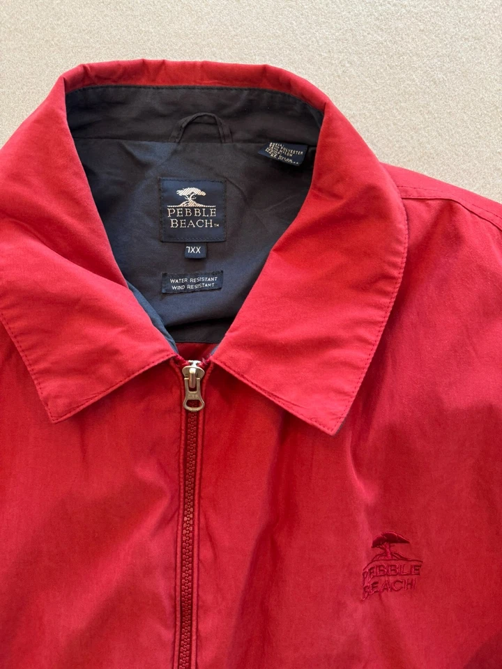 Pebble Beach Golf Jacket Men's XXL Classic Lightweight Zip Up Red Windbreaker - Image 2 of 4