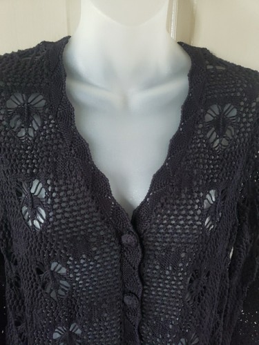 Joan Rivers Cardigan all'uncinetto con maniche a bracciale nero taglia media NUOVO CON ETICHETTE - Foto 4 di 10