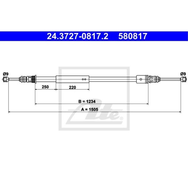 Ate Handbremsseil Bremsseil Hinten Passend FüR CitroëN Saxo Peugeot 106 Ii-image