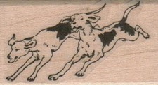 Two Running Dogs Rubber Stamp 1 x 1 1/2", Cute Dogs, Running Dogs, Dogs Stamp