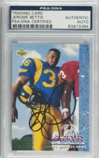 JEROME BETTIS 1993 UPPER DECK #20 SIGNED AUTOGRAPH ROOKIE CARD PSA  AUT0