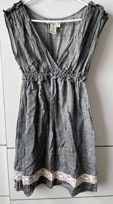  MAX STUDIO Kleid Damenkleid Sommerkleid Leinen sehr leicht Gr. S Grau 36 