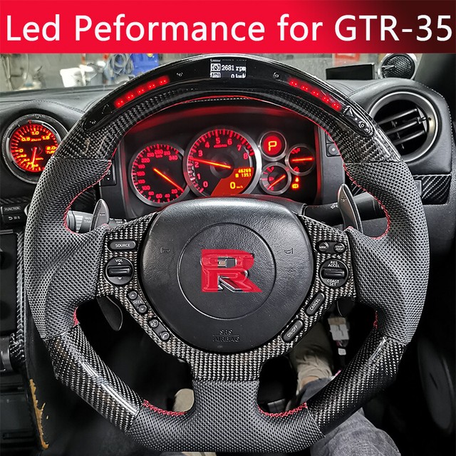 Real Carbon Fiber Steering Wheel LED Display for Nissan GTR 35 GTR 35