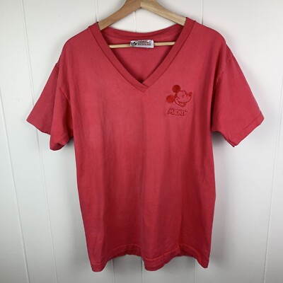Vintage Disney Fashions V Neck Shirt Pink Mickey Mouse Adult