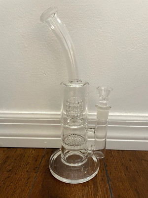 10  Clear Glass Water Pipe Bowl Honeycomb Matrix Percs 18mm