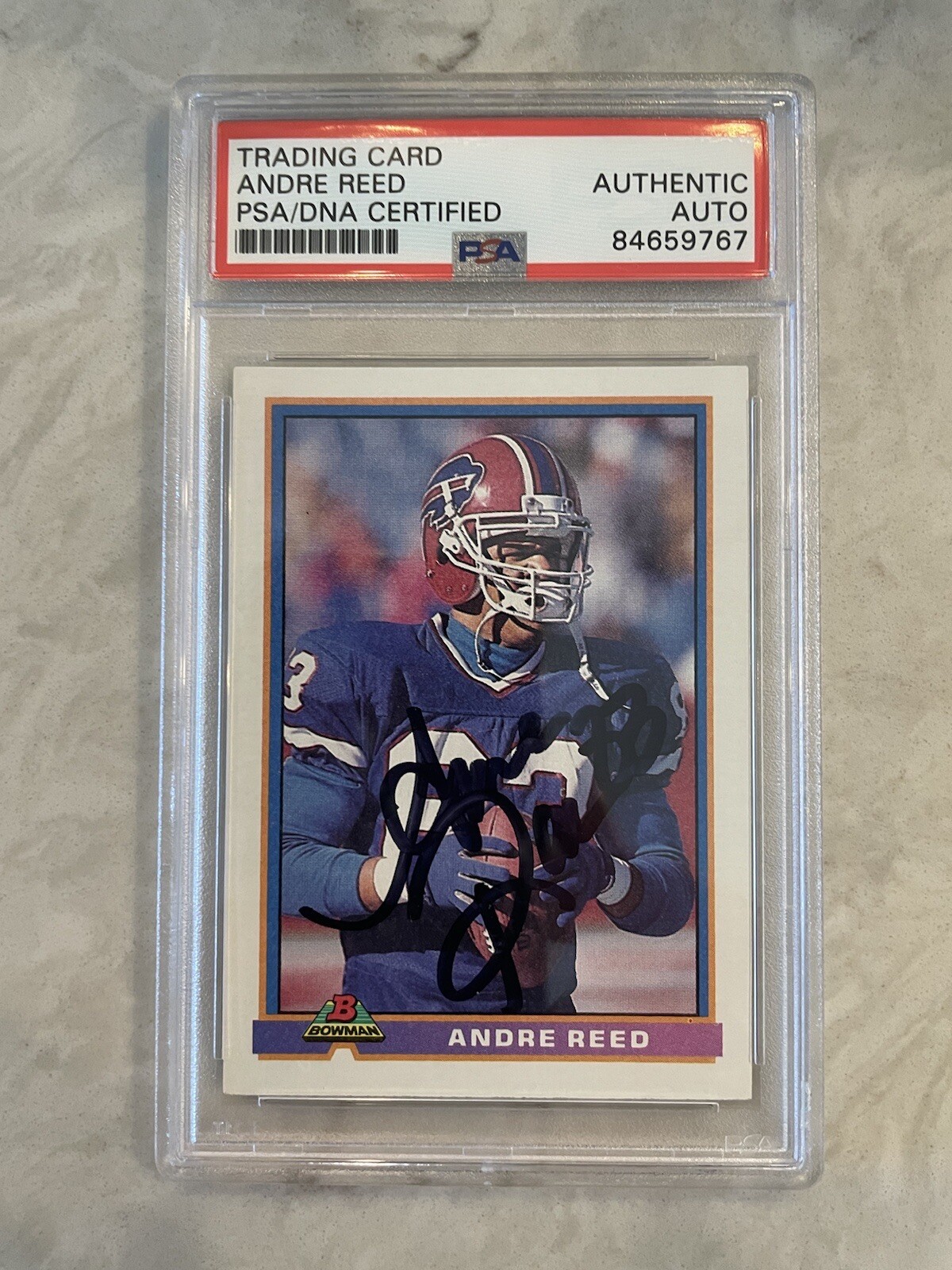 Andre Reed Autographed Signed 1991 Bowman Auto PSA Certified Card 
