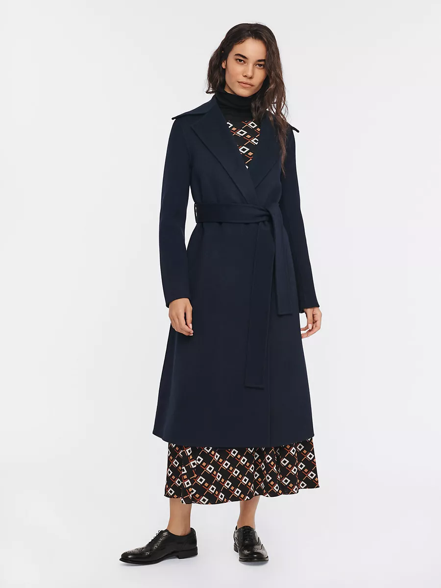 NEW Diane von Furstenberg DVF Yusra Belted Blue Light Coat S | eBay