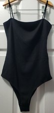 Reformation Crystal Ribbed Bodysuit Black Sz XS