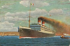 COSULICH LINE TRIESTE PIROSCAFO PRESIDENTE WILSON CARTOLINA NON VIAGGIATA