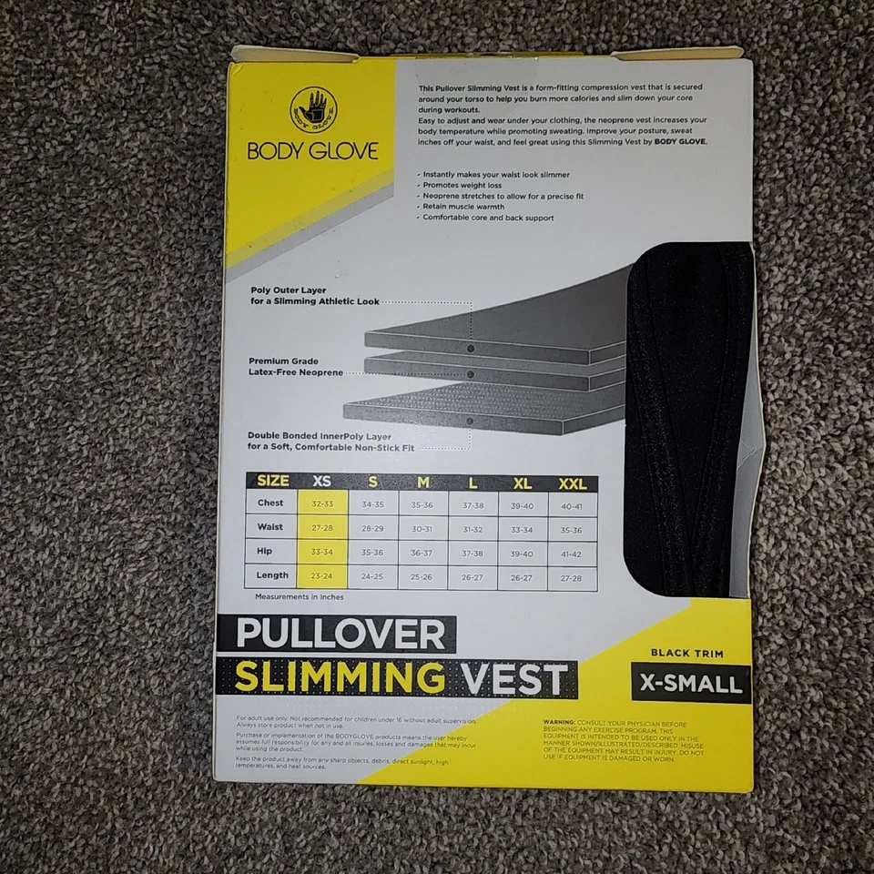 NEW Body Glove Pullover Slimming Vest Tank Black Trim Size XS Waist Trainer - Image 2 of 2