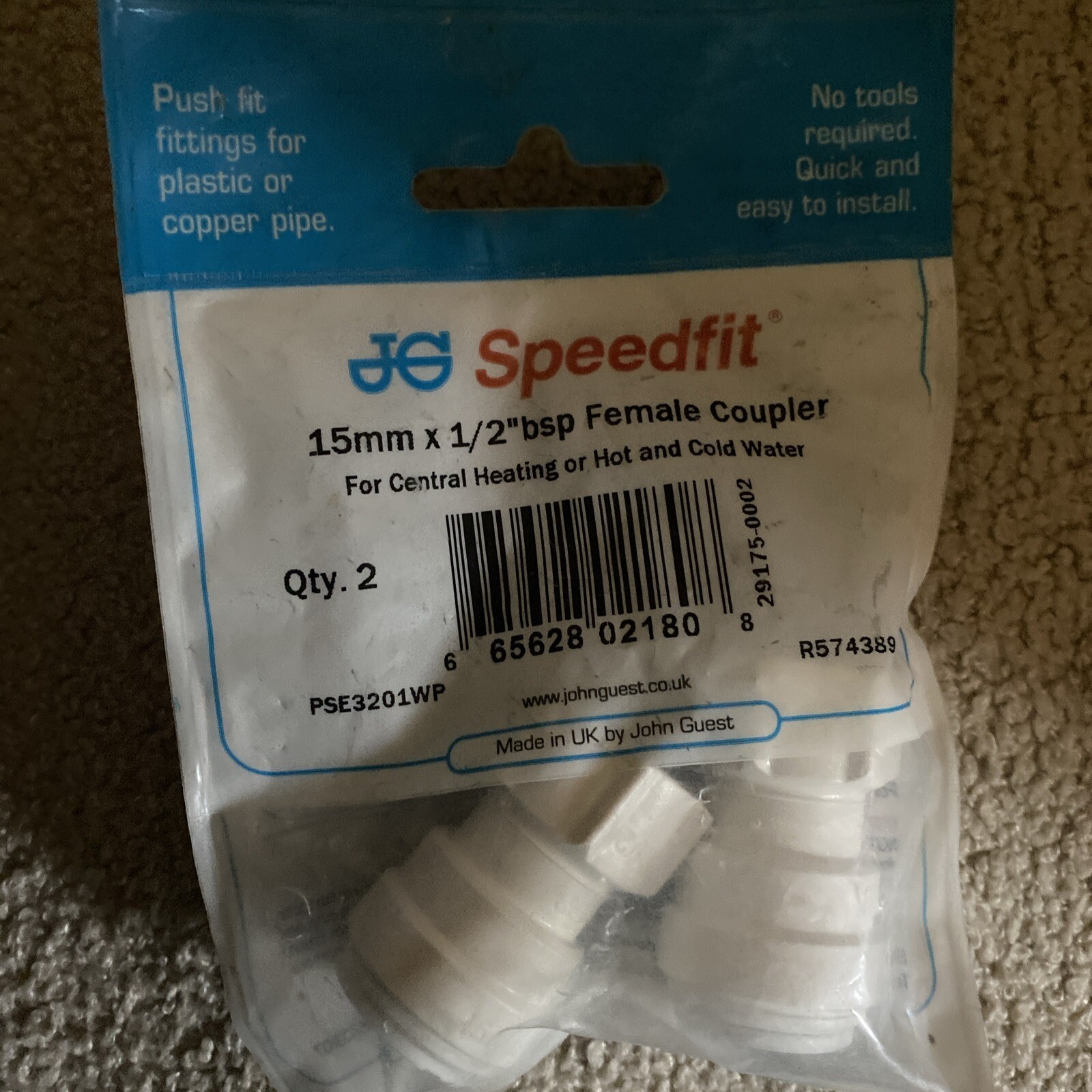 2 Packs Of 2 - 15mm x 1/2"" bsp Female Coupler Tap Connectors