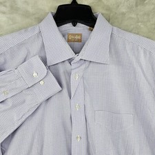 Gitman Bros Mens 18-35 Dress Shirt Blue Plaid Long Sleeve USA MADE
