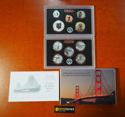 2018 S REVERSE PROOF SAN FRANCISCO MINT PROOF 10-COIN SET WITH BOX/COA