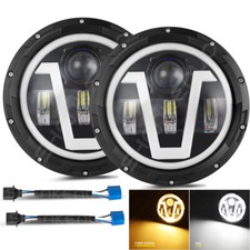 2PCS 7" Inch Hi/Lo HALO Angel Light LED HEADLIGHT For Land Rover Defender 90 110