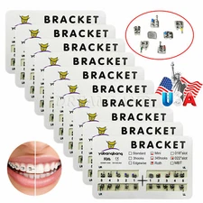 10x Dental Orthodontic Metal Braces Bracket Mini Roth 0.22"Slot 345 Hooks #2 USA