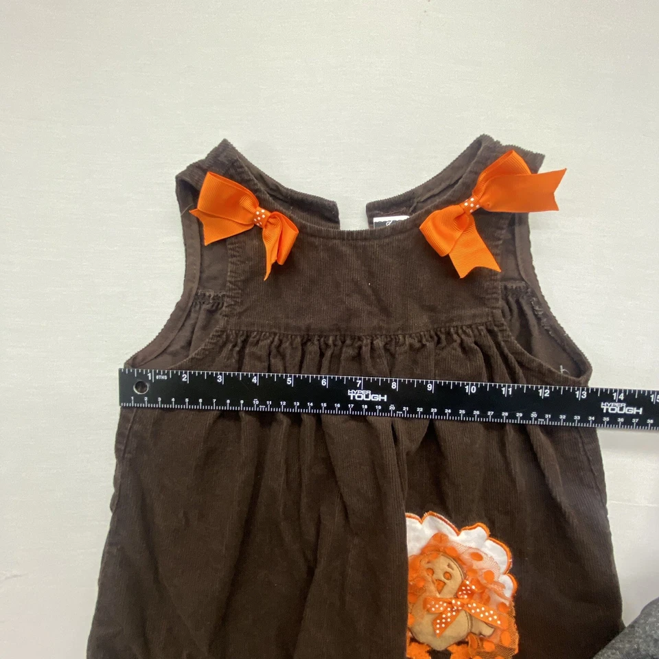 Vestido Jersey Pavo Acción de Gracias Pana Marrón Bebé Niña Ediciones Raras 24m Foto 4 de 4