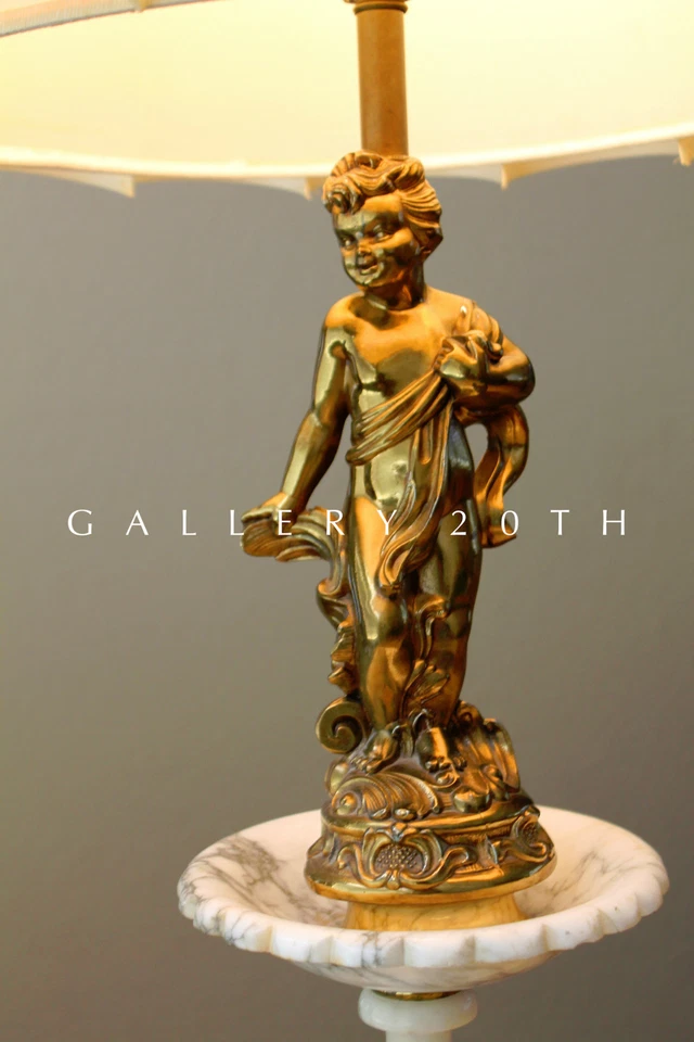 ¡VINTAGE! ¡LÁMPARA DE MÁRMOL QUERUBÍN ROCOCÓ FREDERICK COOPER! ARTE BARROCO PARZINGER AÑOS 50 Foto 2 de 4