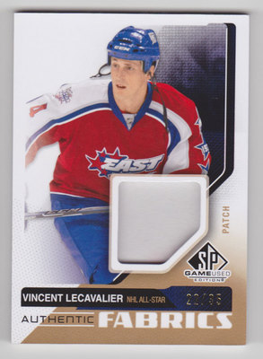 VINCENT LECAVALIER 2014-15 SP Game Used Authentic Fabrics Patch #D /35 Flyers