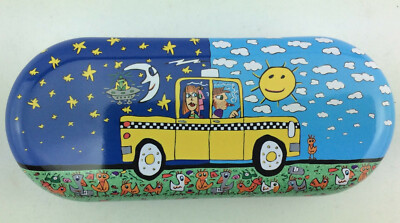 Brillenetui Etui  '' James Rizzi '' leicht wunderschön Metallbox Auto Pop ART