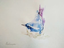 Flycatcher, Birds, Watercolor artwork, Handmade, Original painting on paper