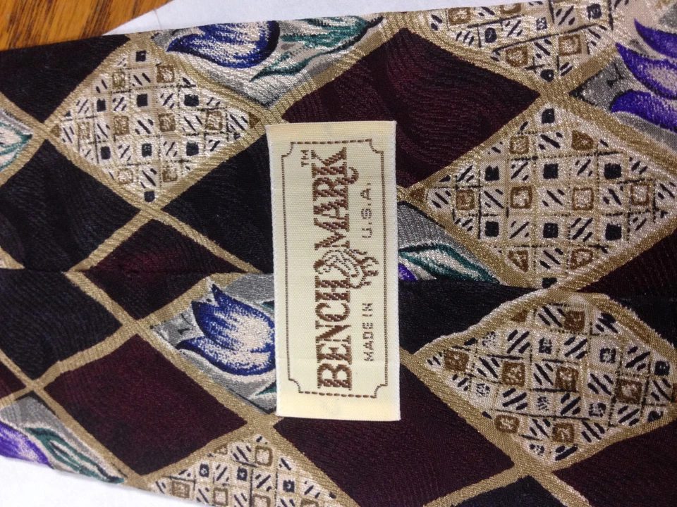 Corbata de seda roja marrón negra para hombre Benchmark (11755) Foto 2 de 2