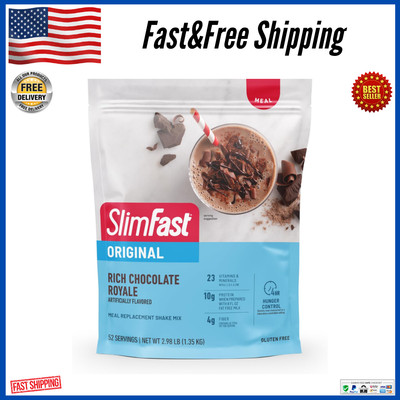 SlimFast Powder Original Rich Chocolate Royale Shake Mix 10g of Protein, 52 Serv
