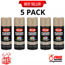 Krylon Fusion All-In-One Spray Paint Khaki Satin 12 oz Multi-Surface New, 5 Pack