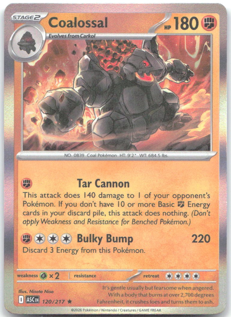 COALOSSAL 120/217 Rare Ascended Heroes Pokemon HOLO Near Mint