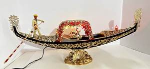 Venetian Gondola Table Lamp with Gondolier Figure and Stand *Works