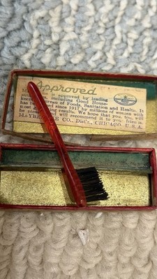 Maybelline Cake Mascara Red Art Deco Box W/Brush Vintage 1930's 