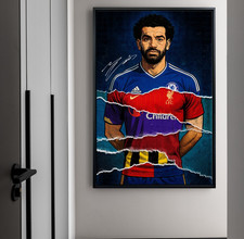 Quadro arte Mohamed Salah. Quadro da parete calciatore art vetro acrilico, tela arte art