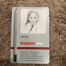 Juego de lápices de dibujo suave artista diseño Bruynzeel 12 piezas estuche de hojalata completo Holanda