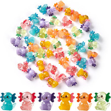 48Pcs Mini Resin Axolotl Miniature Axolotl Ornament Charms, 6 Colors Tiny Axolot