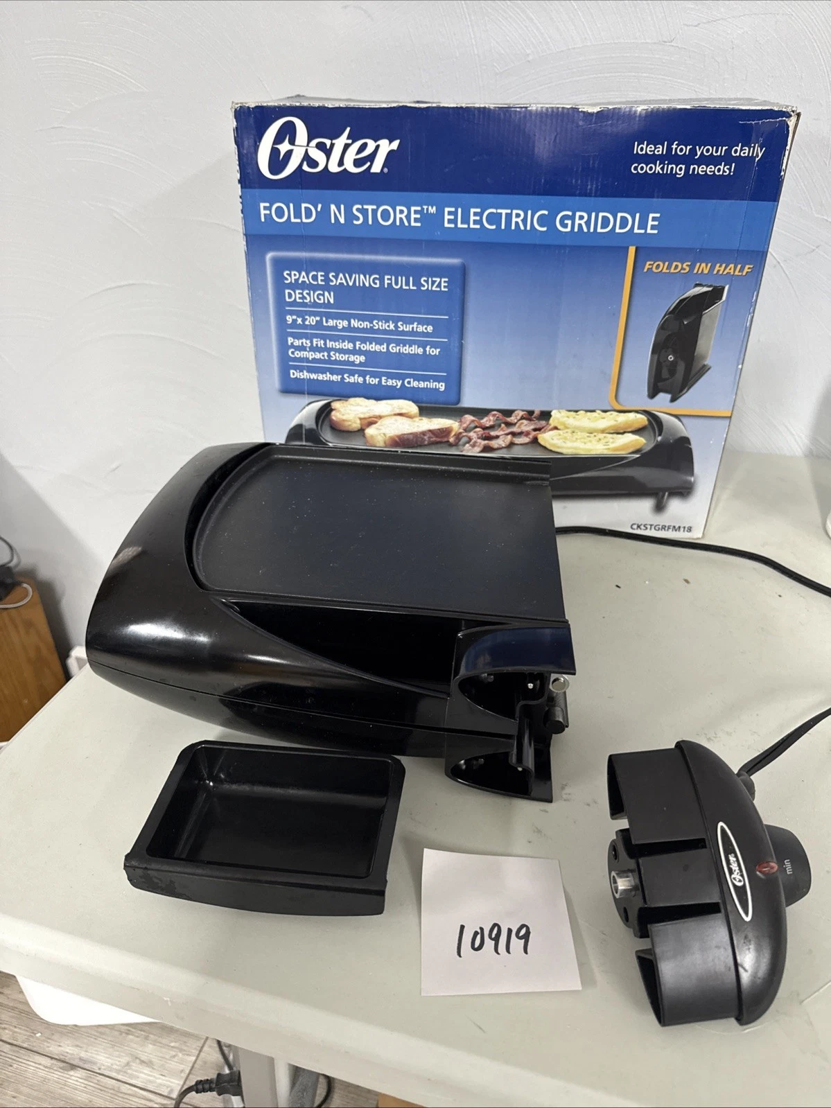 Vtg Oster 20”Compact Space Saving Electric Griddle Fold N Store For Camper Dorm