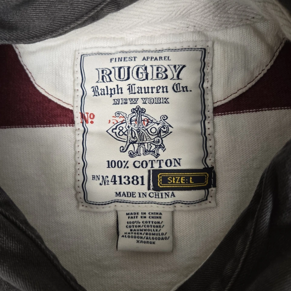 Camisa Rugby Ralph Lauren Para Hombres Grande Roja Blanca Rayas Polo Calavera Bordada Preparación Foto 4 de 4